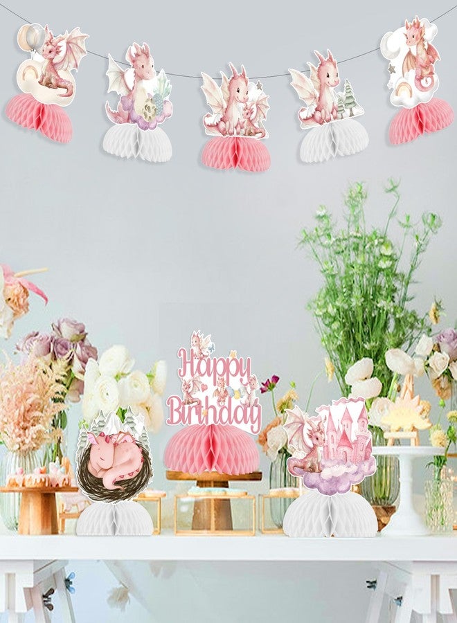 CORNER LACE 8pcs Pink Dragon Themed Honeycomb Centerpieces, Happy Birthday Table Topper Decorations for Girl, Dragon Baby Shower Girls' Birthday Party Supplies - Image 4